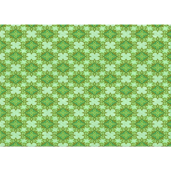 Ahgly Company Indoor Rectangle Patterned Green Onion Green Area Rugs, 7' x 9'