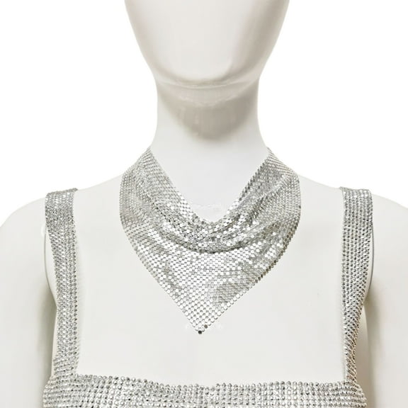 Yokua Woman Banquet Triangle Scarf with Shinning Sequins Triangle Collar for Ladies