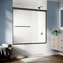 Sunny Shower Black Tub Sliding Shower Door 60" W x 57" H