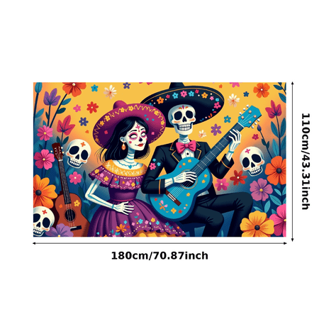 Floral Design Day of the Dead Skeleton Banner Cultural Theme Celebration Decor for Festival Party Decoration Event