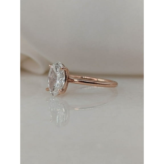 Solitaire Brilliance 2.50CT Oval Moissanite Engagement with Solitaire Setting 10k Rose Gold, Ring Size 4