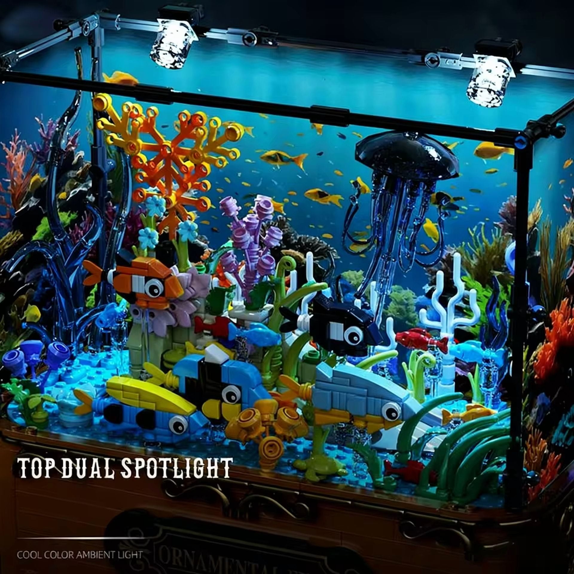 GZBricker Aquarium Clownfish Tank Building Set Compatible with Lego Fish Fishbowl Model Eco for Adults