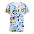 thumbnail image 5 of Rciityk Womens Nursing Scrub Tops Summer Floral Printed Working Uniform Short Sleeve V Neck Workwear Blouse T-shirt with Pockets, 5 of 5