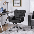 thumbnail image 2 of Alden Design Modern Faux Leather Desk Chair with Mid-back Padded Armrests for Office, Black, 2 of 6