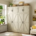 thumbnail image 2 of Homieasy 71” Tall Farmhouse Kitchen Pantry Cabinet with Adjustable Shelves and Barn Doors, Versatile Storage Cabinet for Dinning Room, Bathroom, Living Room, White Oak, 2 of 7