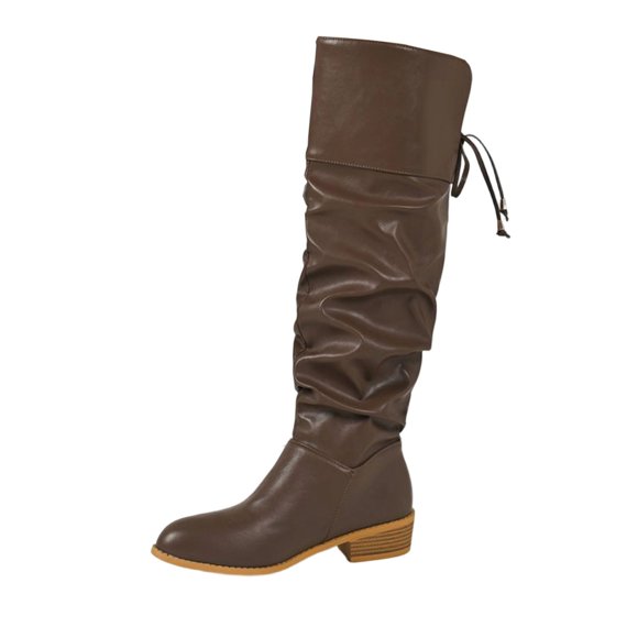 Birdeem Women's Winter Western-Style Boots, Fashion Casual Solid Color Mid-Calf High Heel with Belt Buckle, Women's Winter Boots, Over the Knee Boots for Women