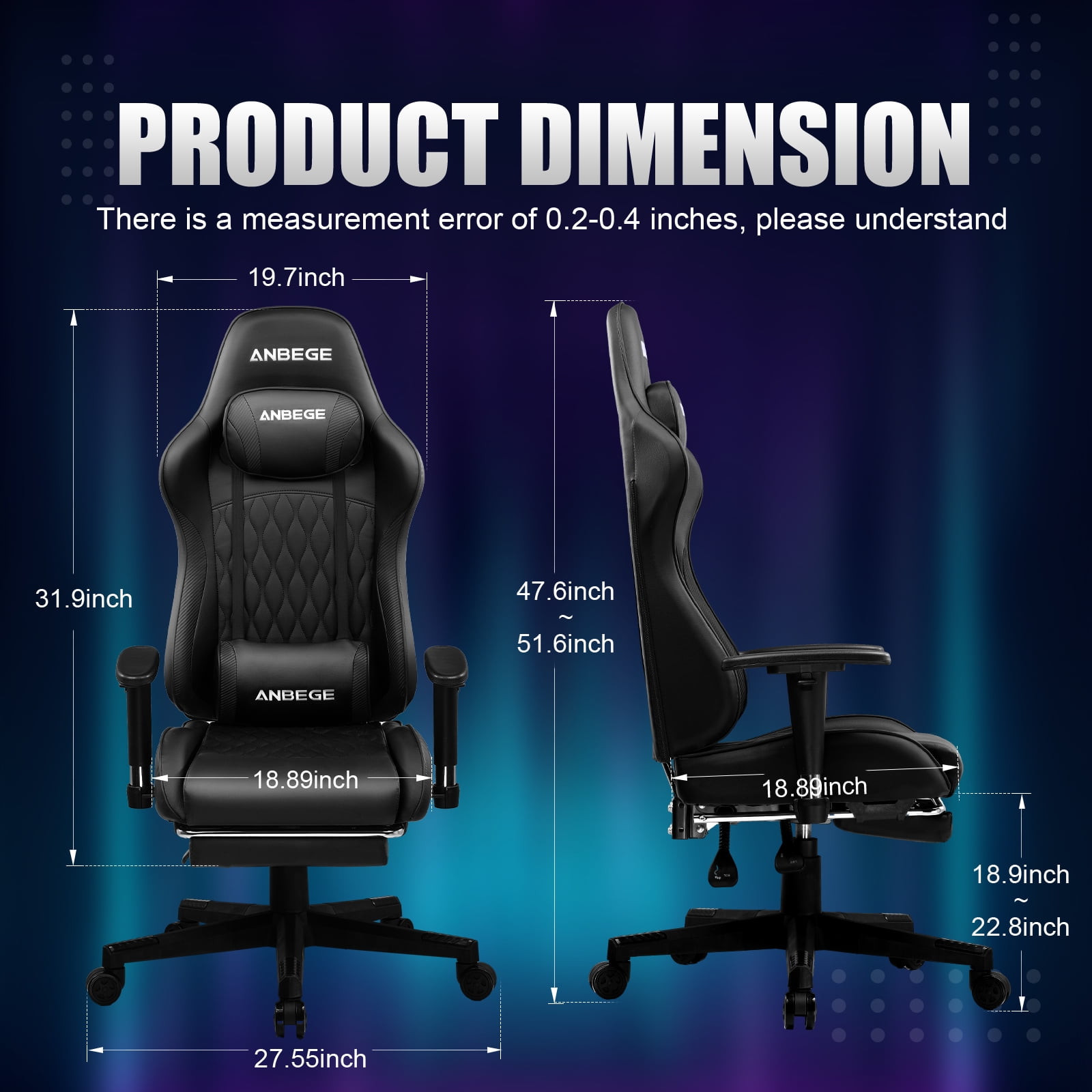 ANBEGE Gaming Chair Ergonomic Computer Office Chair PU