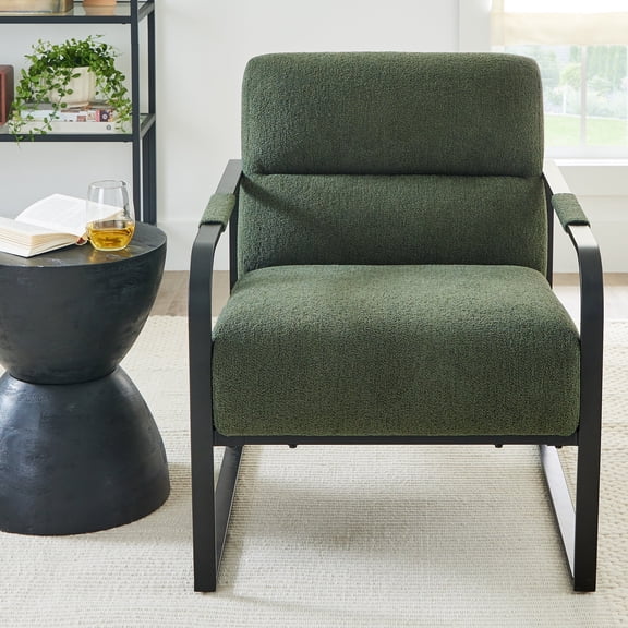Open Box Better Homes & Gardens Wyatt Accent Chair, Olive Green Bouclé