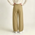 thumbnail image 6 of Luivaraty Jeans for Women Button Zip Waist Jeans Comfy Loose High Waist Drawstring Hem Pleated Pockets Denim Pants , S-XL, 6 of 7