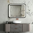 thumbnail image 2 of LiviNest 40x32 Inch Anti-Fog LED Bathroom Mirror: 1-Second Fog Clear & Studio-Grade Lighting - 45-Year Lifespan for Home Spa & Makeup Vanity - Black Metal Frame & Wall Switch Control, 2 of 6