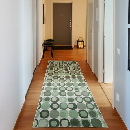 

Mid Century Decorative Rug Retro-Themed Styled Round Edged Mosaic Inspired Repeated Square Motif Quality Carpet for Bedroom Dorm and Living Room 6 Sizes Peacock Green by Ambesonne