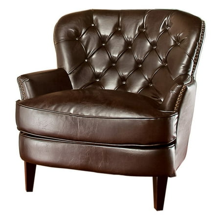 Tufted Brown Leather Club Chair