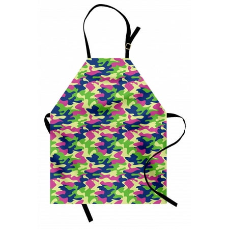 

Abstract Apron Camouflage Style Pattern with Vibrant Tones Modern Design Wavy Shapes Arrangement Unisex Kitchen Bib Apron with Adjustable Neck for Cooking Baking Gardening Multicolor by Ambesonne