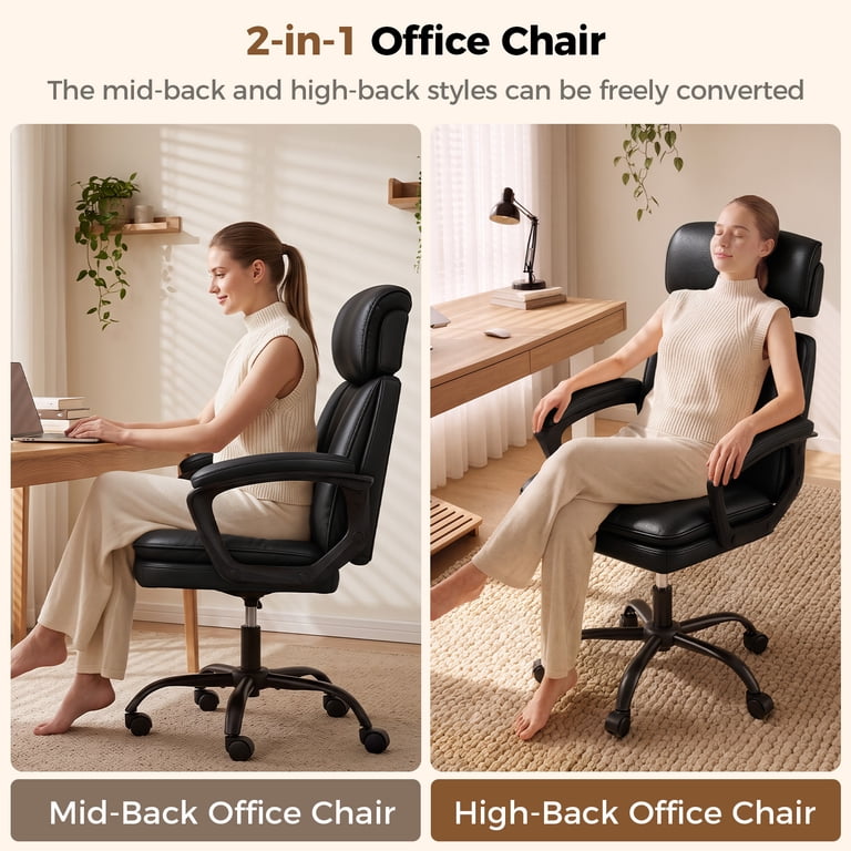 Patbrela High Back Office Chair, Adjustable Headrest, Black photo 3