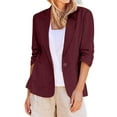 thumbnail image 2 of Guieoi Plus Size Jackets Clearance Fashion Women Turn Down Collar 3/4 Sleeve Casual Coat Cardigan Blouse Red Black*Friday/Cyber*Monday Clearance, 2 of 7