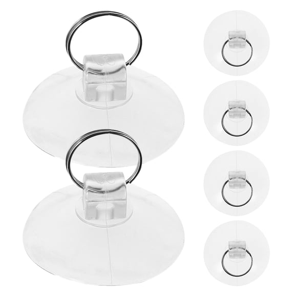6 ventosas de vidrio transparente con llavero de metal para colgar decoraciones, ganchos de vacío para ventanas, cocinas, baños, oficinas y paredes.