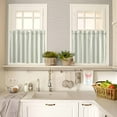 thumbnail image 3 of Sage Green Striped Kitchen Curtains and Valances Set, 3 Piece Kitchen Curtains Set 24 Inch Length, Modern Farmhouse Sage Green White Stripes Rod Pocket Curtains Tier Farmhouse Window Curtains, 3 of 6
