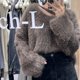 thumbnail image 5 of Suéter corto coreano para mujer, suéter holgado de otoño e invierno, suéter blanco esponjoso de estilo perezoso con clavícula, 5 of 5