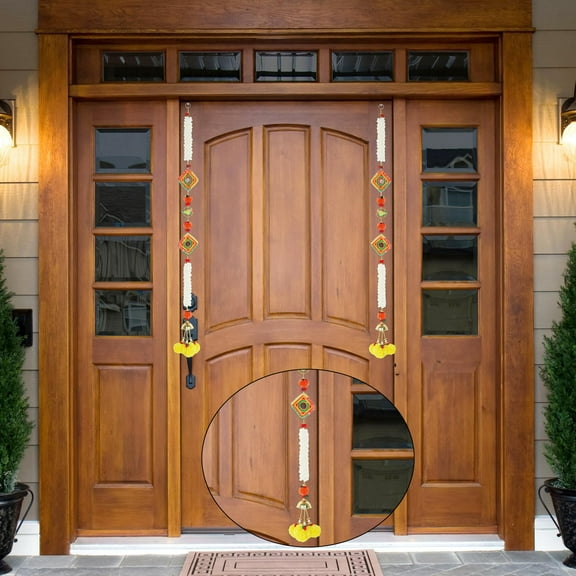 Set of 2 Door Hanging with Artificial Marigold & Mogra Flower with Square Parrot Birds String Hangings for Home Wall Temple Door Festival Indian Traditional Festival Decoration(Size:-40"X4")