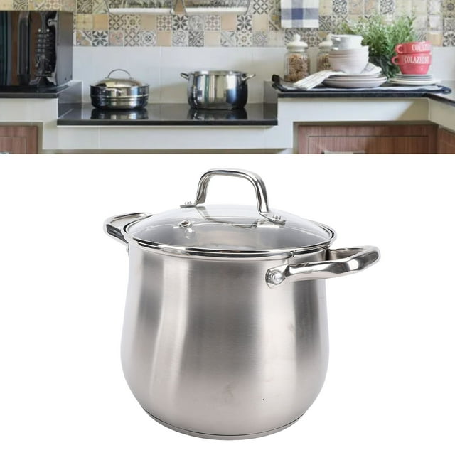 Induction Stock Pot, Stainless Steel Soup Pot with Lid Cookware Induction Pot Deep Pot for Kitchen Restaurant All Stove