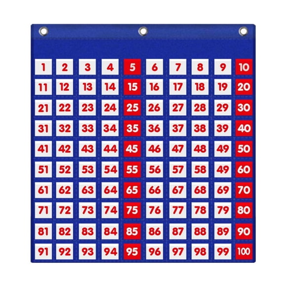 Eamay Hundreds Pocket Chart con 130 tarjetas numéricas Número 1-100 Tabla de bolsillo para lecciones de profesores en el aula o para uso en casa (100 bolsillos)