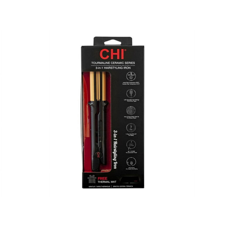 CHI Air Tourmaline Ceramic 0.75 3 in 1 Flat Iron Hair Straightener Ionic Black