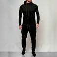 thumbnail image 1 of ITFABS Men 2PCS Set, Long Sleeve Straps Hoodie Zip Top, Long Loose Straps Pants, 1 of 2