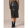 thumbnail image 4 of DARING DIVA Women's PU Leather Midi Party Split Back Bodycon Pencil Skirt X-Small Black, 4 of 6