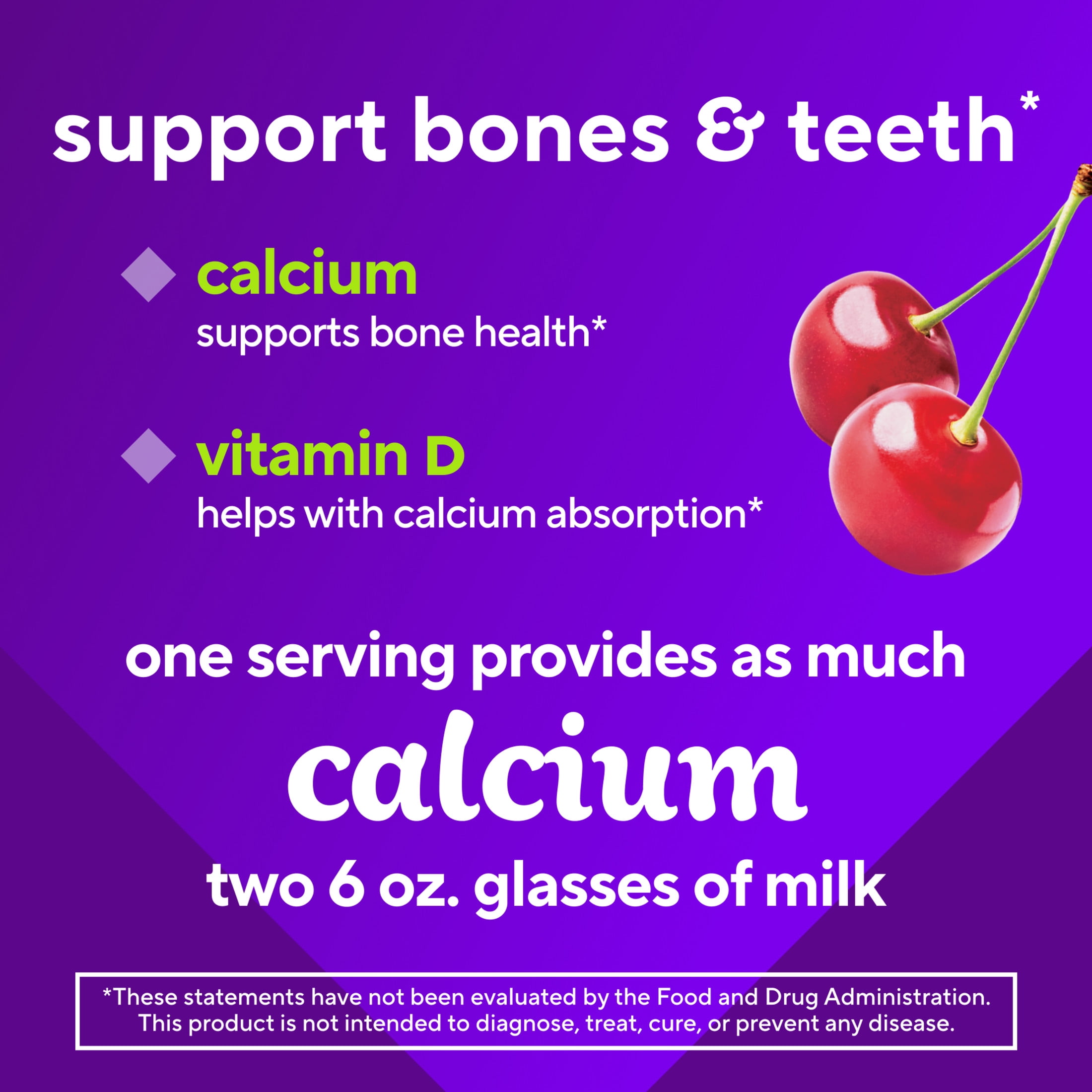 vitafusion Calcium plus Vitamin D3 Gummy Vitamins for Bone and Teeth Support, Fruit and Cream Flavored, 65 Day Supply, 130 Count