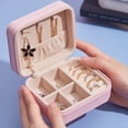 thumbnail image 3 of Caja de almacenamiento de joyas portátil para anillos con cremallera, de franela de poliuretano, multicapa, para pendientes, collares y joyas, 3 of 5