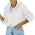 thumbnail image 4 of Miluxas Plus Size Fashion Women Crop Top Sweatshirt Fleece Zipper Long Sleeve Cropped Hoodie Solid Sweater Blouse Coat White 4(S), 4 of 9