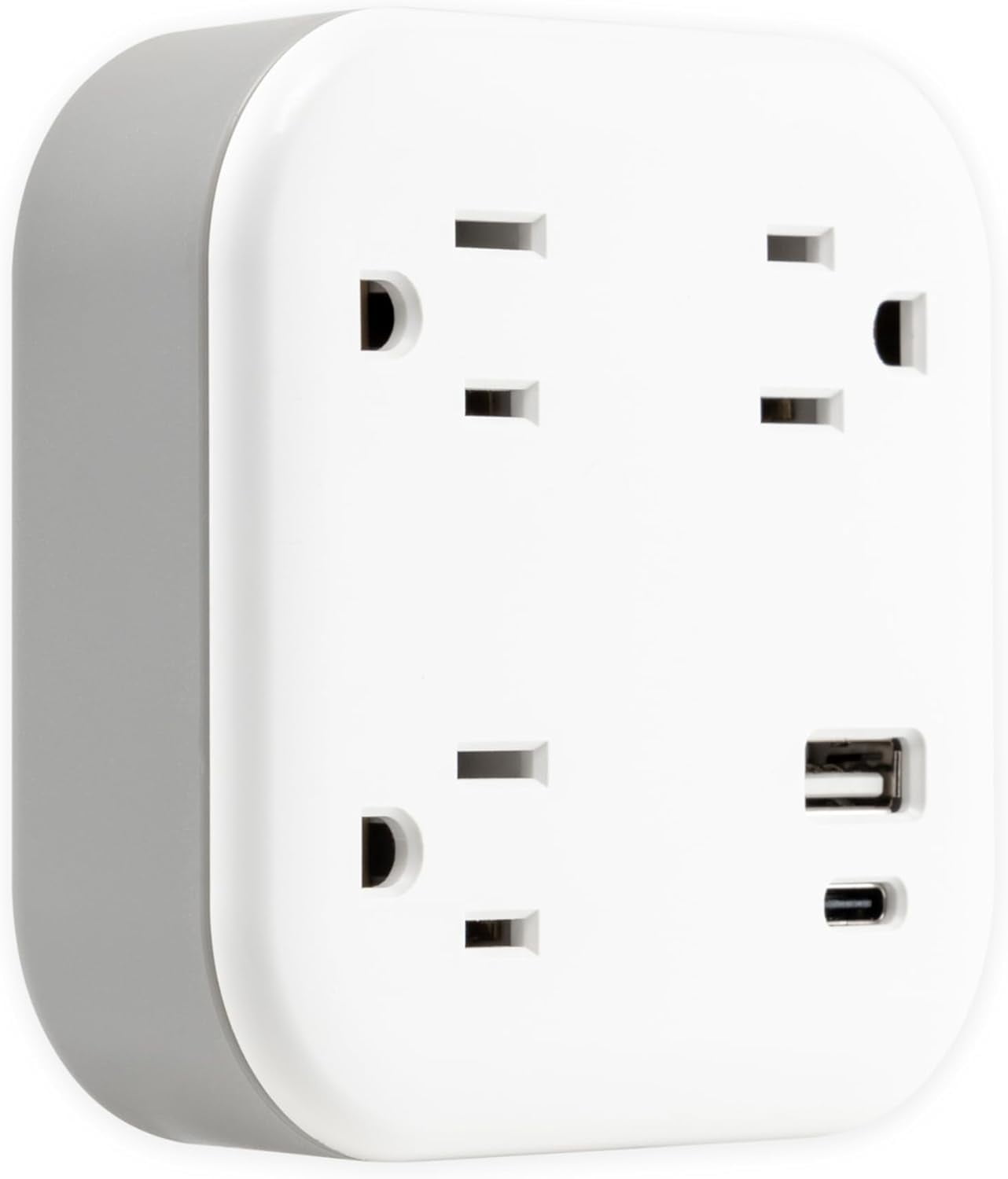 JJEAN-UltraPro 3-Outlet Surge Protector Wall Tap, 980J, USB-C & USB-A Ports, Adapter-Spaced Outlets, Circuit Breaker, ETL Certified, Low-Profile Design, White, 85875