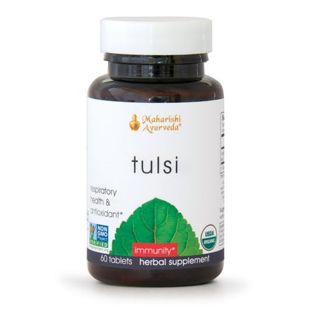 Organic Tulsi | 60 comprimés à base de plantes | Supplément Saint-Basile organique respiratoire et bronchiques Santé | Santé pulmonaire favorise