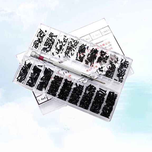 HONMEET Black Carbon Steel Screw Set, 18 Types Countersunk Screws for Home Repair and Projects