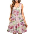 thumbnail image 2 of Ovzne Robes d'Été pour Femmes 2025 Robe Femme Décontractée Grande Taille Sans Manches Col Rond Courte Robe Fleurie Robe d'Été Liquidation, 2 of 5