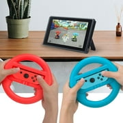 Techken Games Joycon Steering Wheel (Set of 2) Compatible with Nintendo Switch Joycons (Red+Blue)