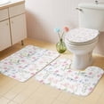 thumbnail image 4 of Spring Flowers Bathroom Rugs Set Watercolor Blue Dragonfly Pink Floral Leaf Non Slip Absorbent Soft Bath Mats 3 Piece Set with Bathroom Rug, U-Shaped Floor Mat, Toilet Seat Cover Small Size, 4 of 9