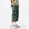 thumbnail image 5 of TAGOLD Mens Cargo Capris Pants Elastic Waist Zipper Pocket 8 Length Summer Work Casual Trousers, 5 of 5