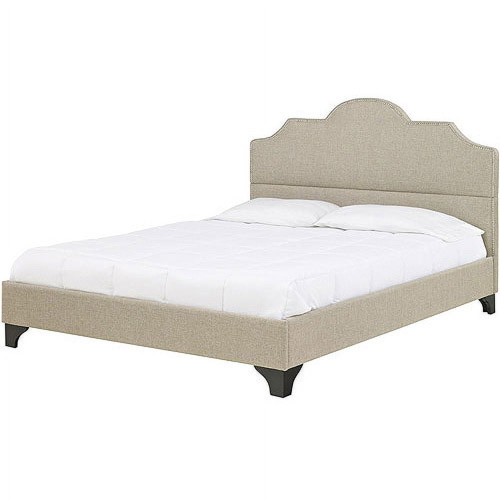 Premier Jordan Twin Upholstered Platform Bed Frame, Taupe with Bonus Base Wooden Slat System