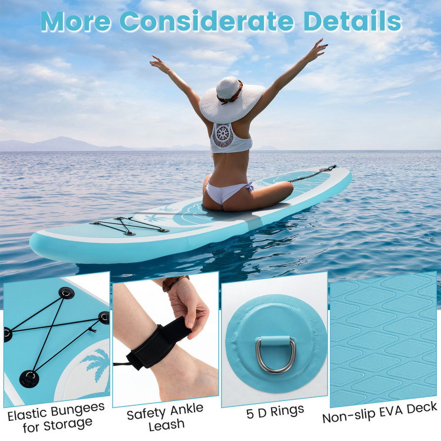 Spaco 10 Feet Inflatable Stand Up Paddle Board, Paddle Board with Premium SUP Accessories-S, Inflatable Paddle Board for Outdoor, Blue