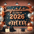 thumbnail image 6 of Gold Glitter Graduation Banner Silver Balloons Class of 2026 Banner Graduation Silhouettes Copper Confetti Graduation Backdrop for Graduation Ceremony High School Graduation Grad Party, 6 of 9