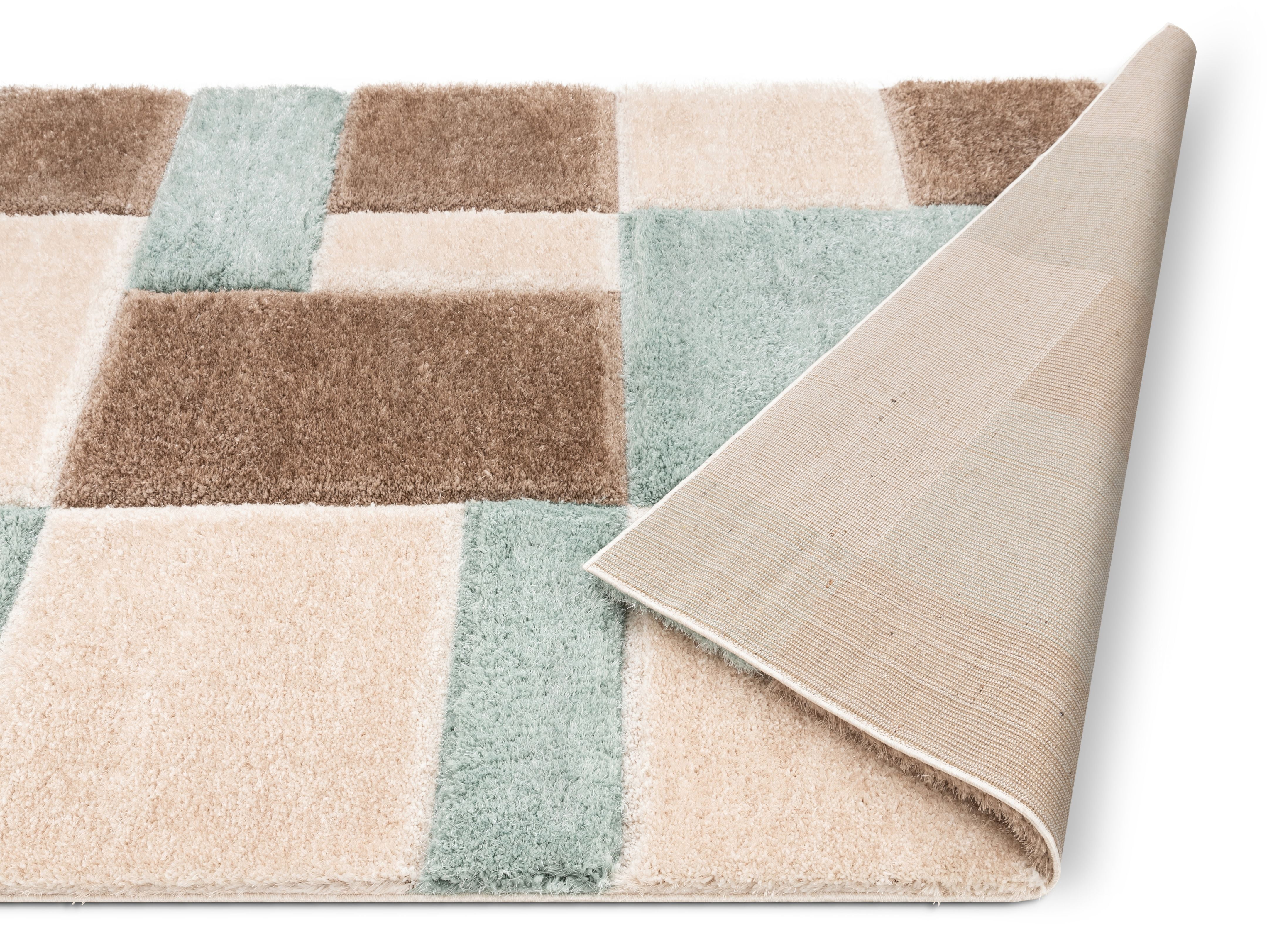 Well Woven San Francisco Escondido Blue Modern Geometric Squares 5'3" x 7'3" Shag 3D Textured Area Rug