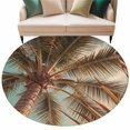 thumbnail image 2 of Summer Beach Round Living Room Rugs 8 ft, Realistic Palm Tree Tropical Plant Coastal Washable Large Area Rug with Non-Slip Sturdy Edge Binding Round Carpet for Dining Room Kitchen Office, 2 of 9