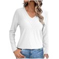 thumbnail image 2 of AXXD Womens Sweatshirts Trendy White Basic Summer 2024 Casual Solid Color Long Sleeved V-neck Pullover Long Sleeved V-neck Top Long Sleeved V-neck Top/Shirt, 2 of 6