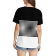 thumbnail image 5 of ABATAB Womens Striped Shirt Short Sleeve Crew Neck Tunic Tops Casual Loose Fit Fasion Summer Basic Tee Blouses, 5 of 7