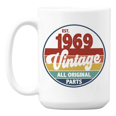 

Vintage Est. 1969 All Original Parts White Ceramic Coffee & Tea Mug (15oz)