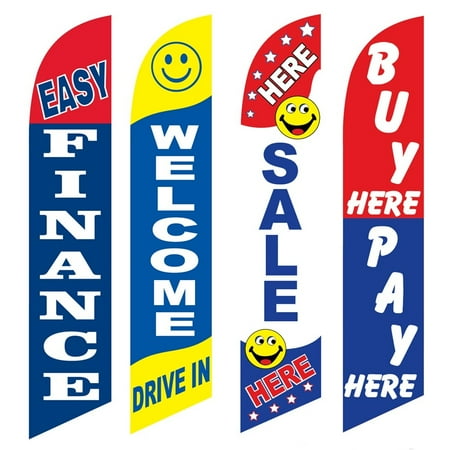 4 Advertising Swooper Flags Easy Finance Welcome Drive In Sale Here Buy Pay Here