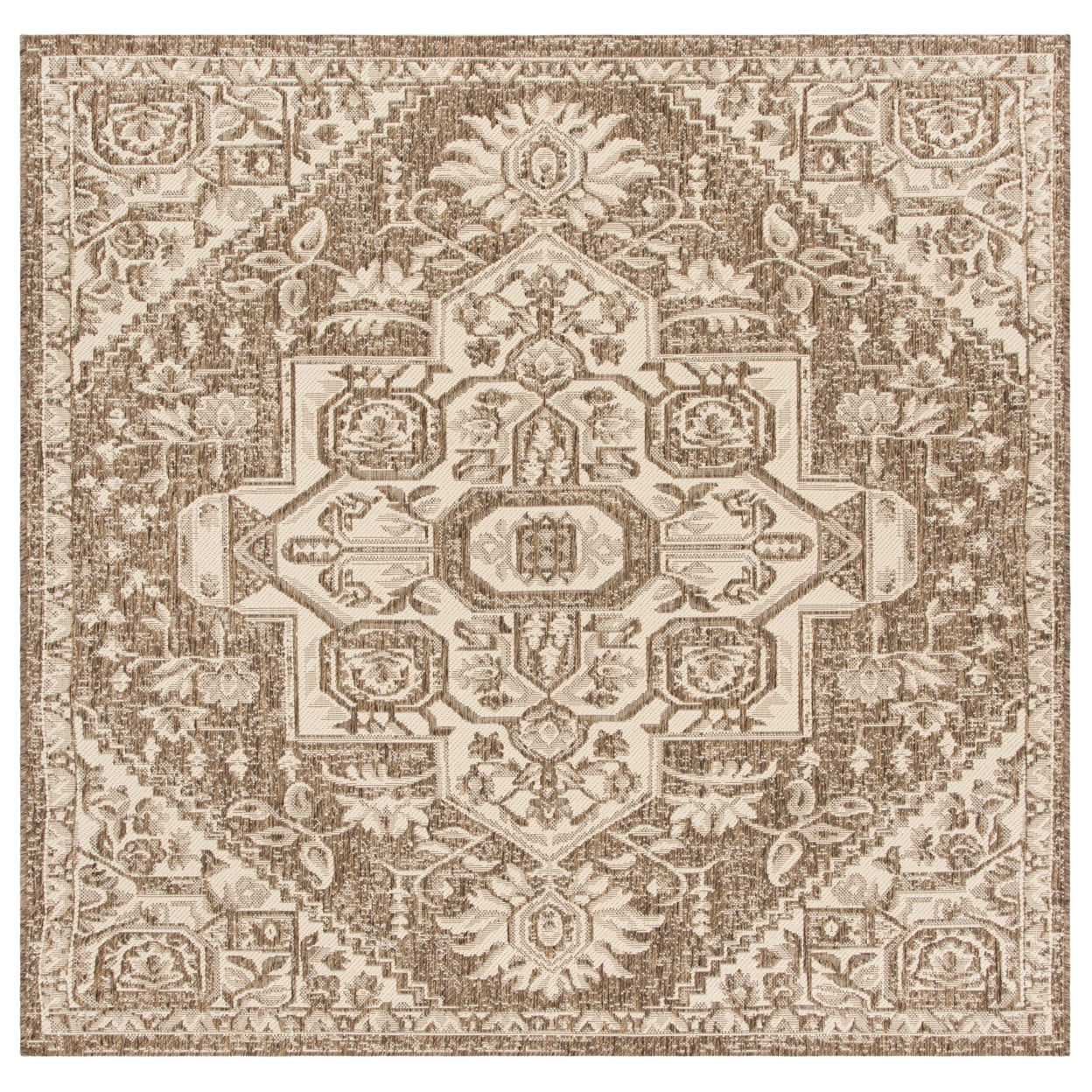 SAFAVIEH Beach House Diggory Medallion Indoor/Outdoor Area Rug, Cream/Beige, 4' x 6'