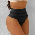 thumbnail image 2 of KHONTS,Seamless High Waisted Thong Panty with Lace Stripe for Women Tummy Control Underwears Black S, 2 of 4