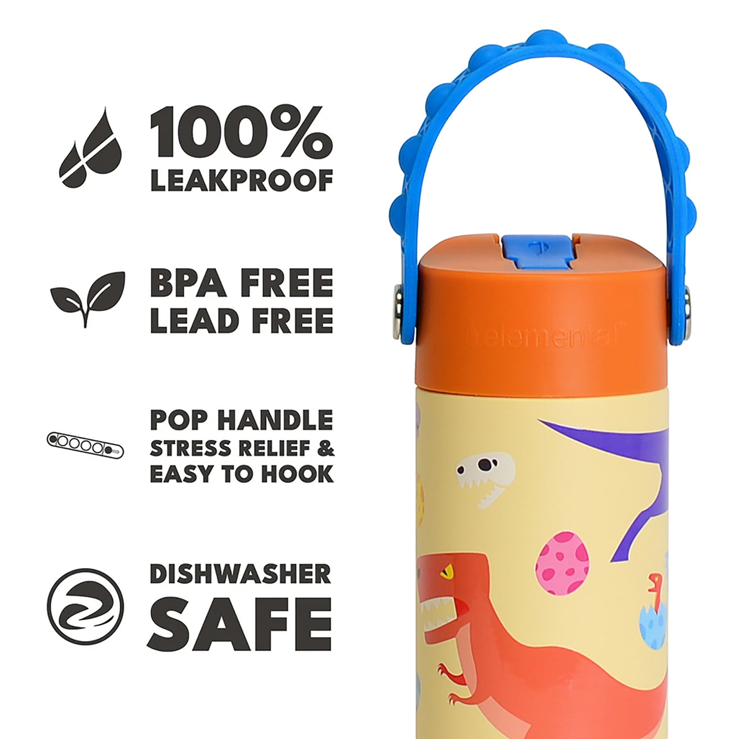 Elemental Core Pop 18 oz Dino Rage Stainless Steel Water Bottle